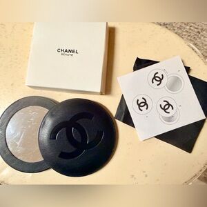 Chanel Black Pleather Folding Mirror NEW in Beaute Box Mirrors SEALED in plastic